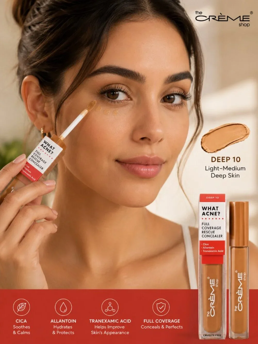 The Crème Shop What Acne? Full Coverage Rescue Concealer | Deep 10, Deep 40 & De